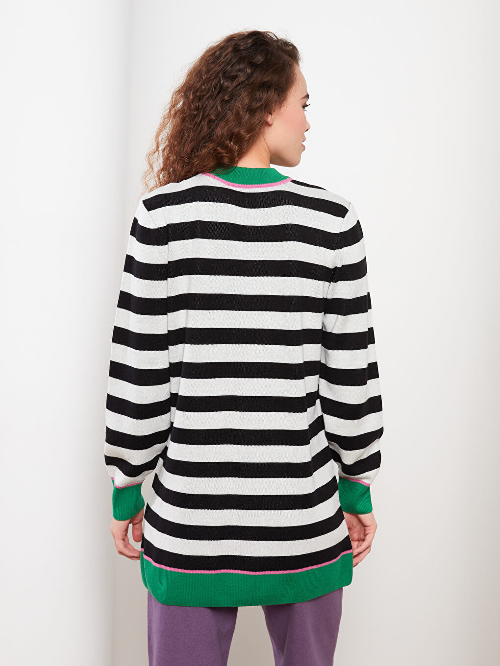Crew Neck Striped Long Sleeve Women's Tunic-3