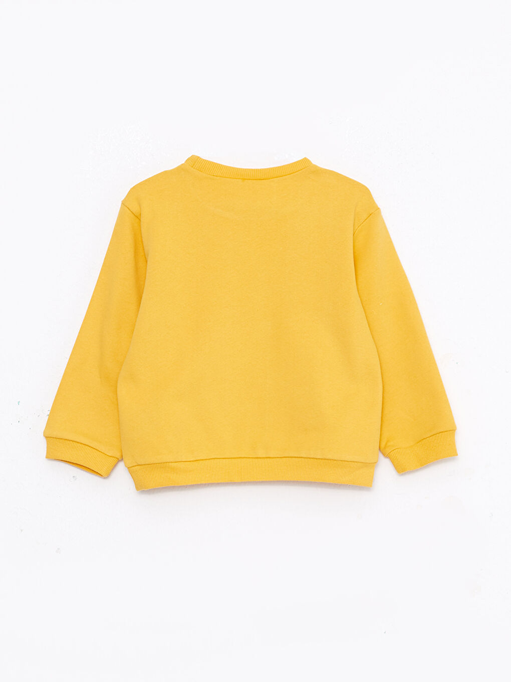 Sarı Bisiklet Yaka Uzun Kollu Mickey Mouse Baskılı Kız Bebek Sweatshirt-1