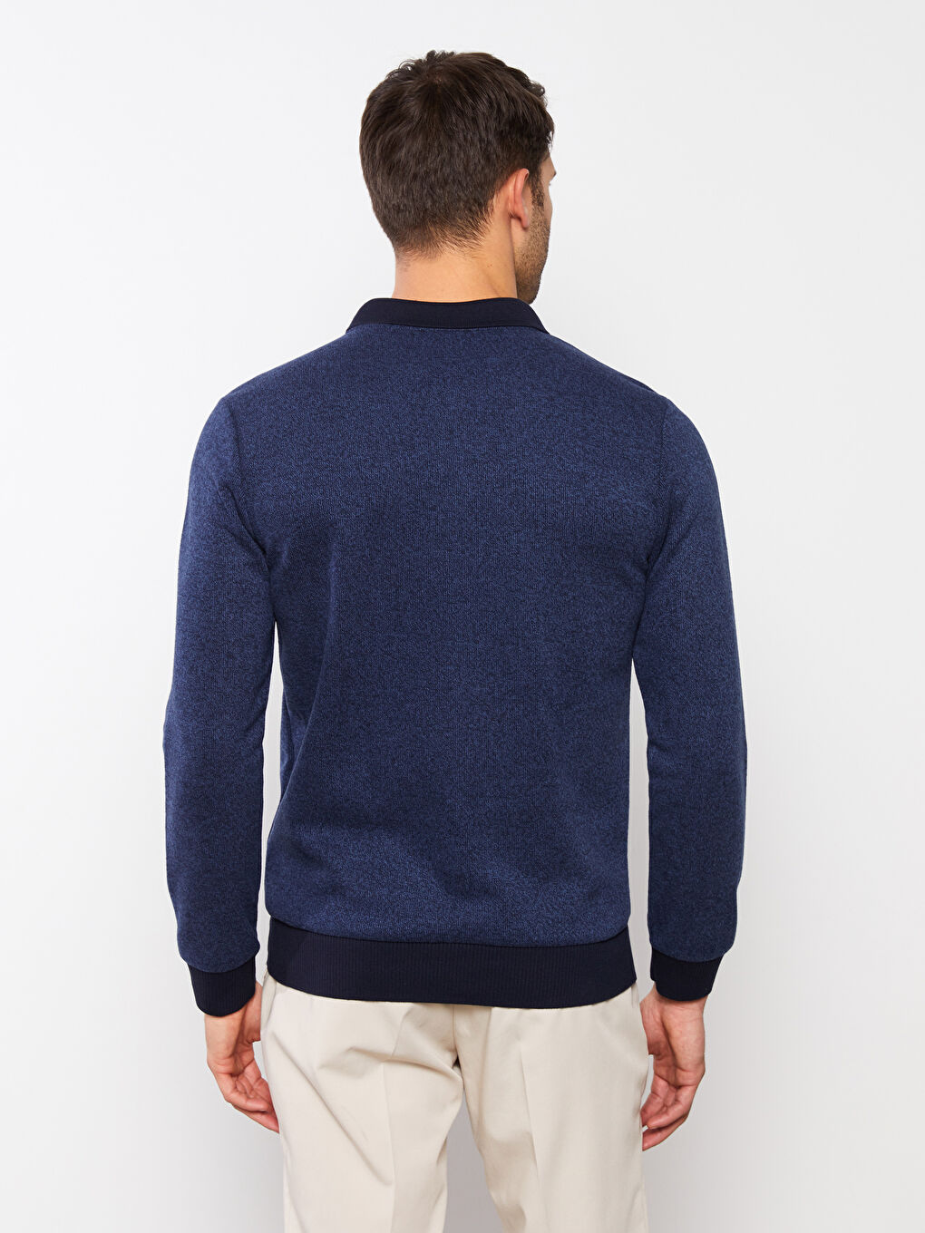 Mavi Polo Yaka Uzun Kollu Erkek Sweatshirt-4