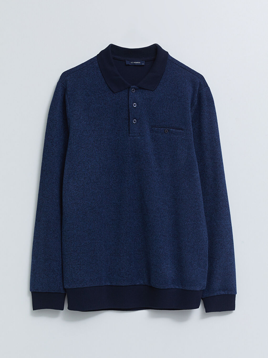 Mavi Polo Yaka Uzun Kollu Erkek Sweatshirt-5