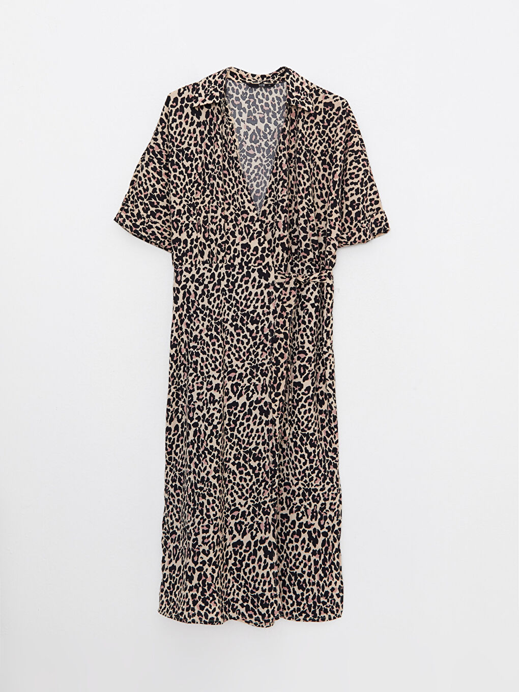 LCW Vision Double Breasted Collar Patterned Short Sleeve Women's Shirt Dress -W2BC93Z8-LQY