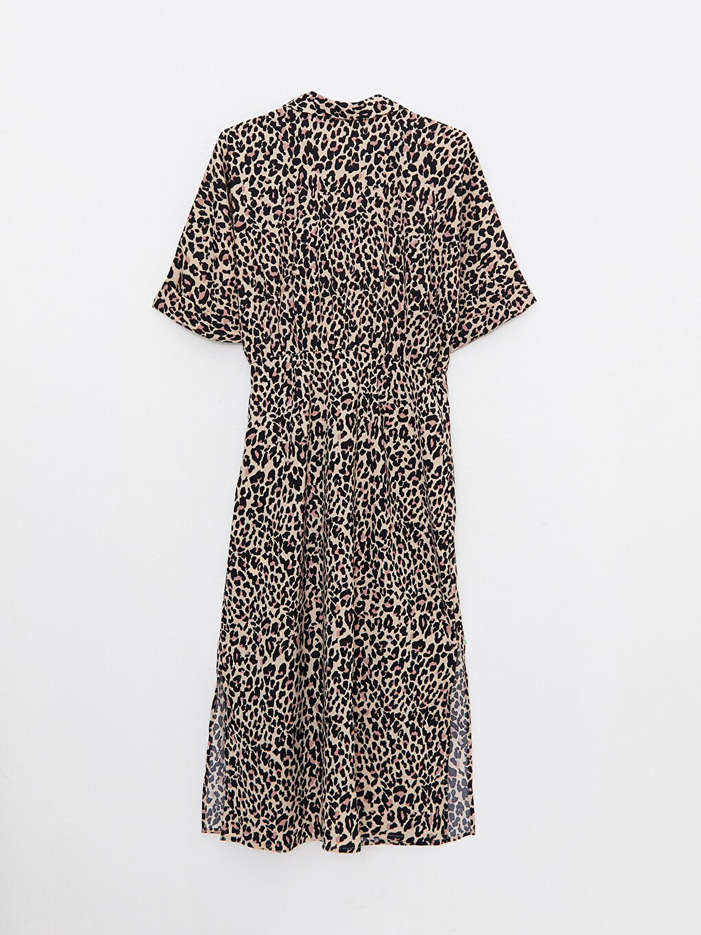 LCW Vision Double Breasted Collar Patterned Short Sleeve Women's Shirt Dress -W2BC93Z8-LQY