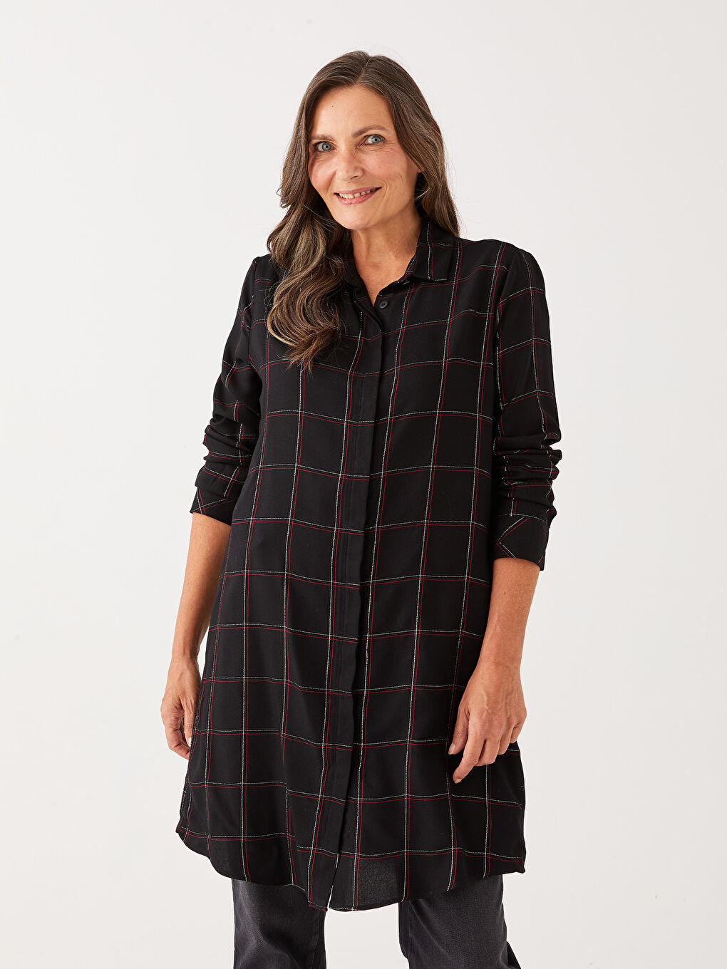 Plaid Long Sleeve Women's Shirt Tunic