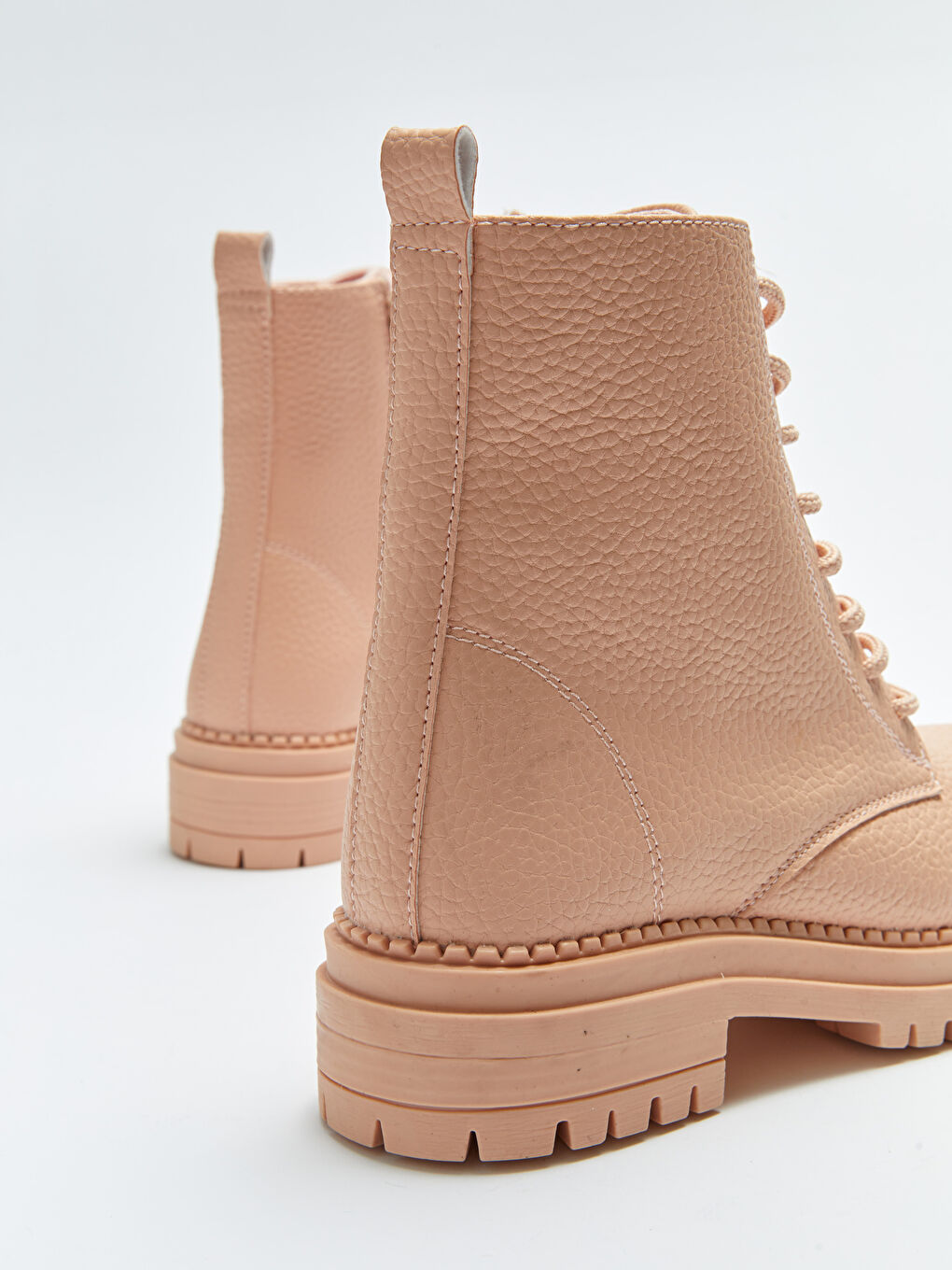 Bottes en Similicuir à Lacets pour Femmes-4