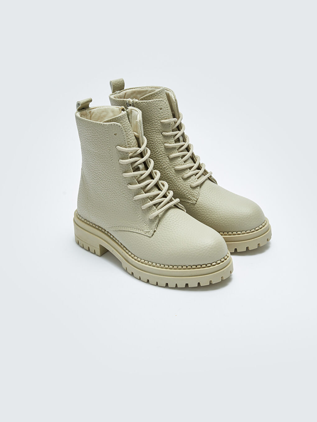 Bottes en Similicuir à Lacets pour Femmes