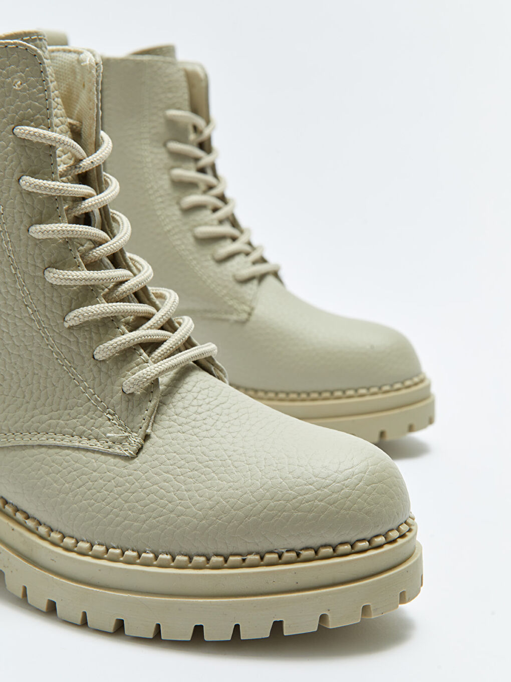 Bottes en Similicuir à Lacets pour Femmes-2