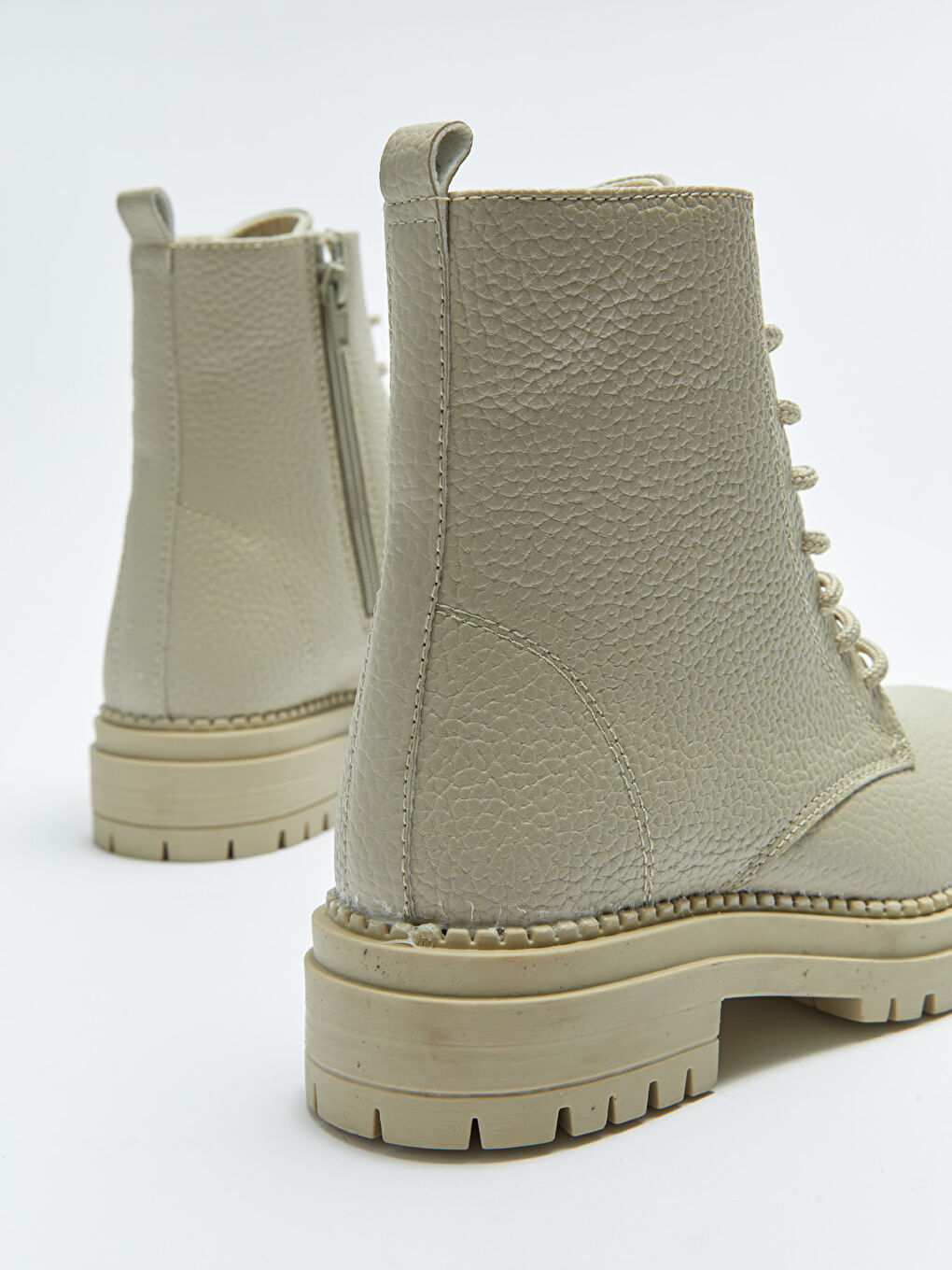 Bottes en Similicuir à Lacets pour Femmes-4