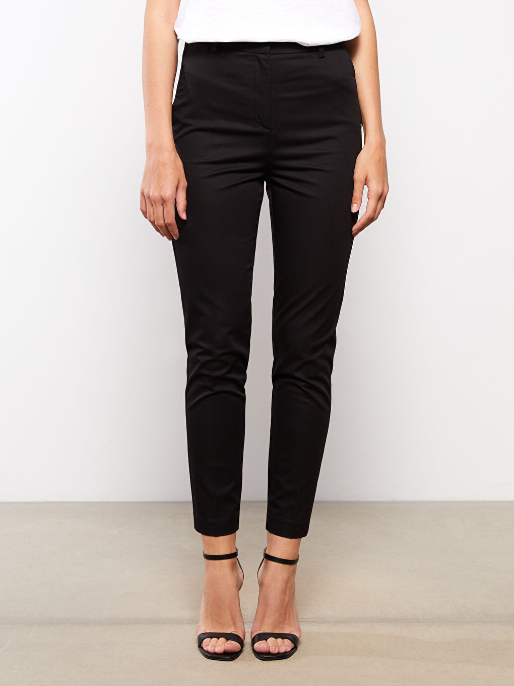 Women's Slim Fit Plain Trousers-4