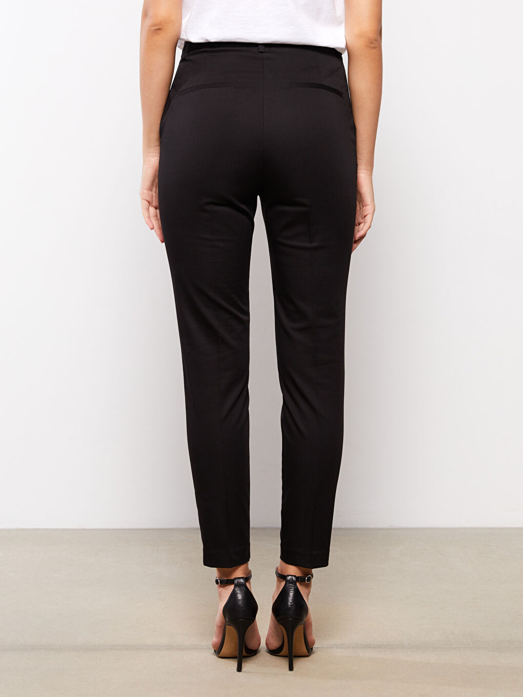 Women's Slim Fit Plain Trousers-5
