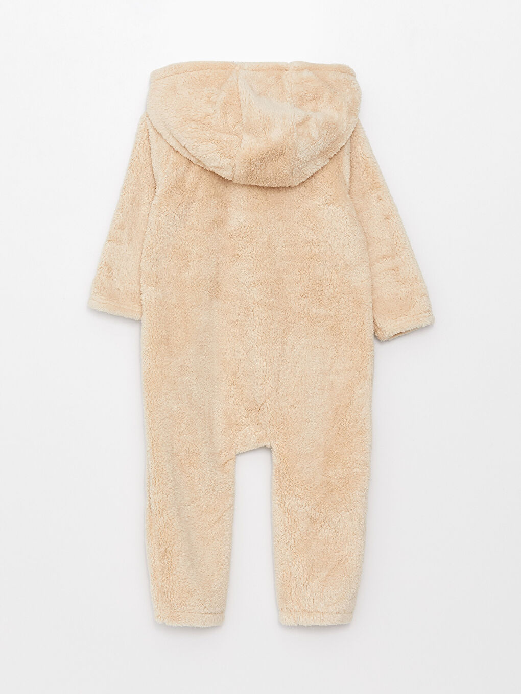 Hooded Long Sleeve Embroidery Detailed Baby Boy Plush Jumpsuit-1