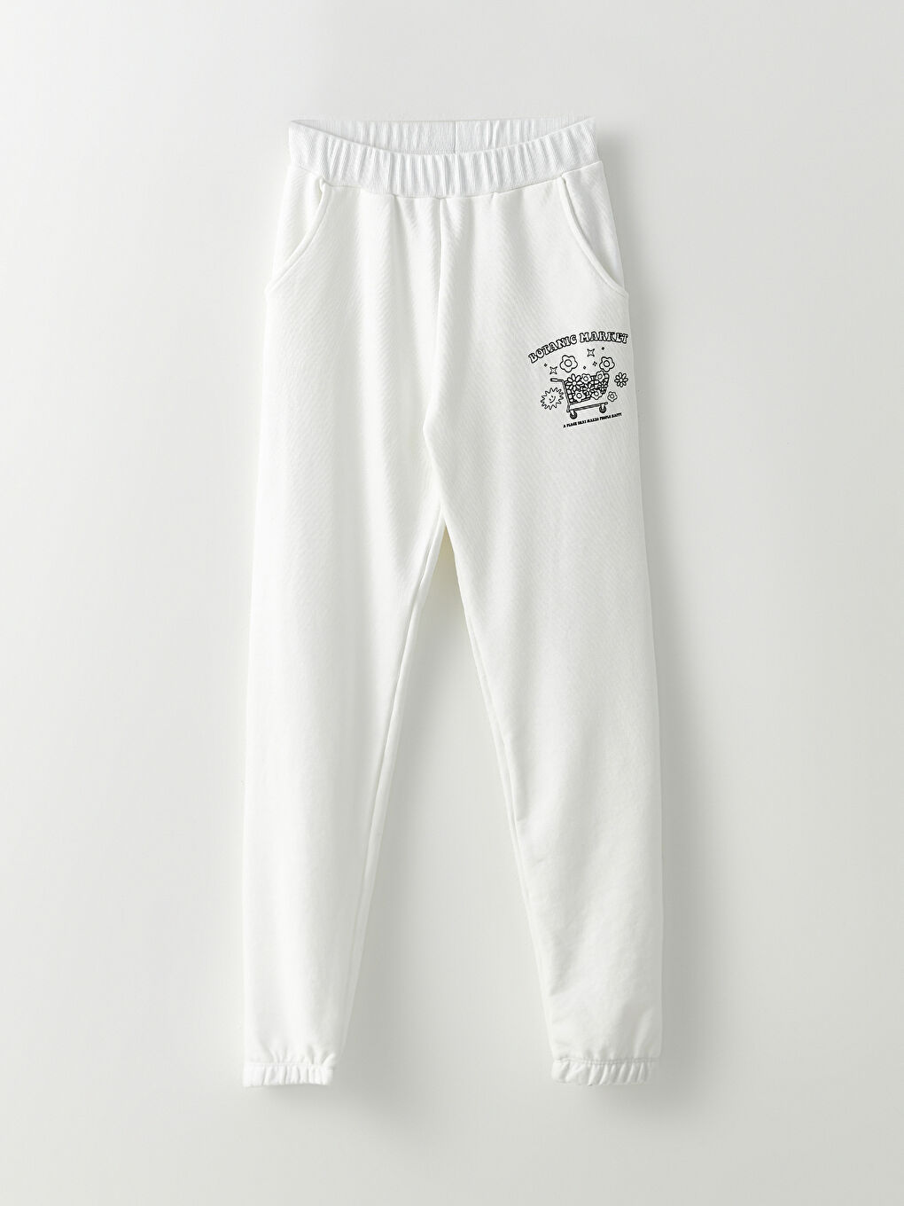 سويتشيرت بياقة دائرية مطبوع كم طويل وبنطلون رياضي للبنات-2