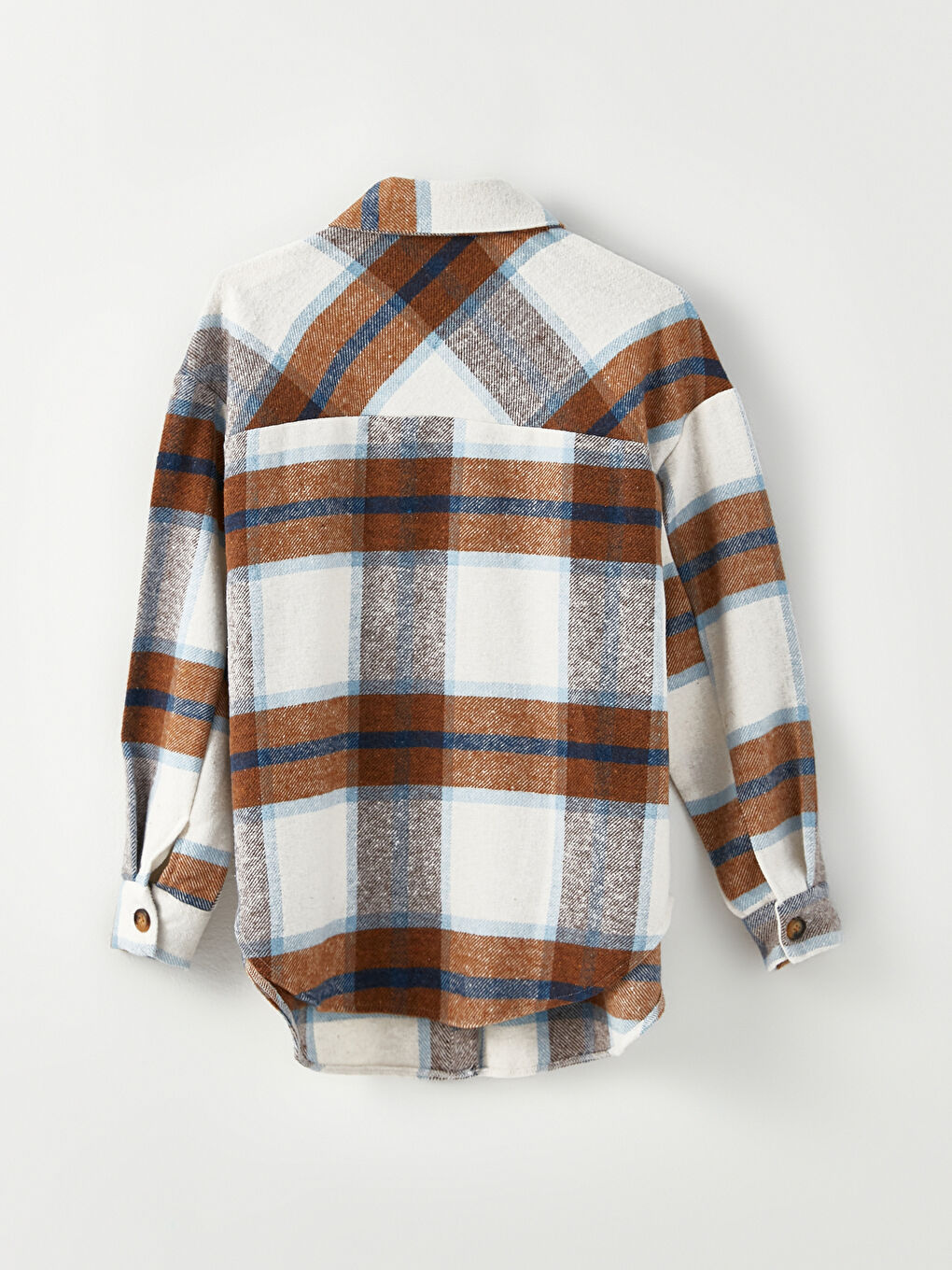 Kahverengi Ekose Uzun Kollu Flanel Hamile Oduncu Gömlek-6