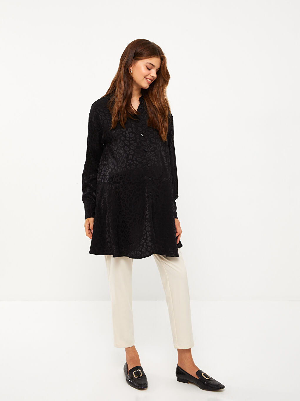 قميص تونيك ستان كم طويل مطبوع للحمل-1