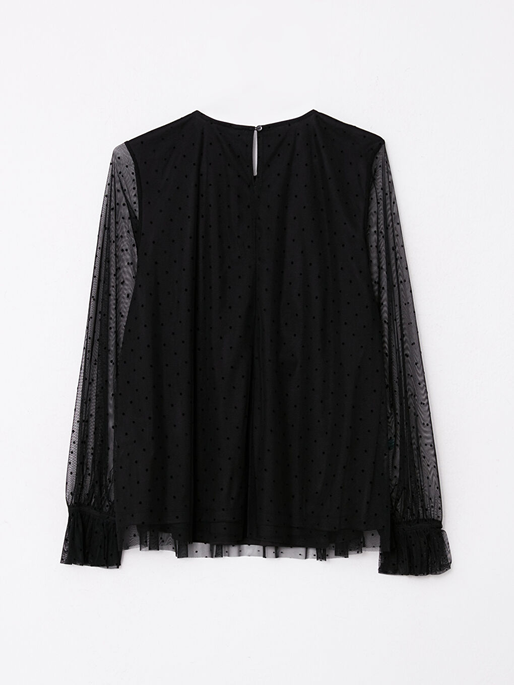 Блузка для беременных в горошек с круглым вырезом и длинными рукавами-5