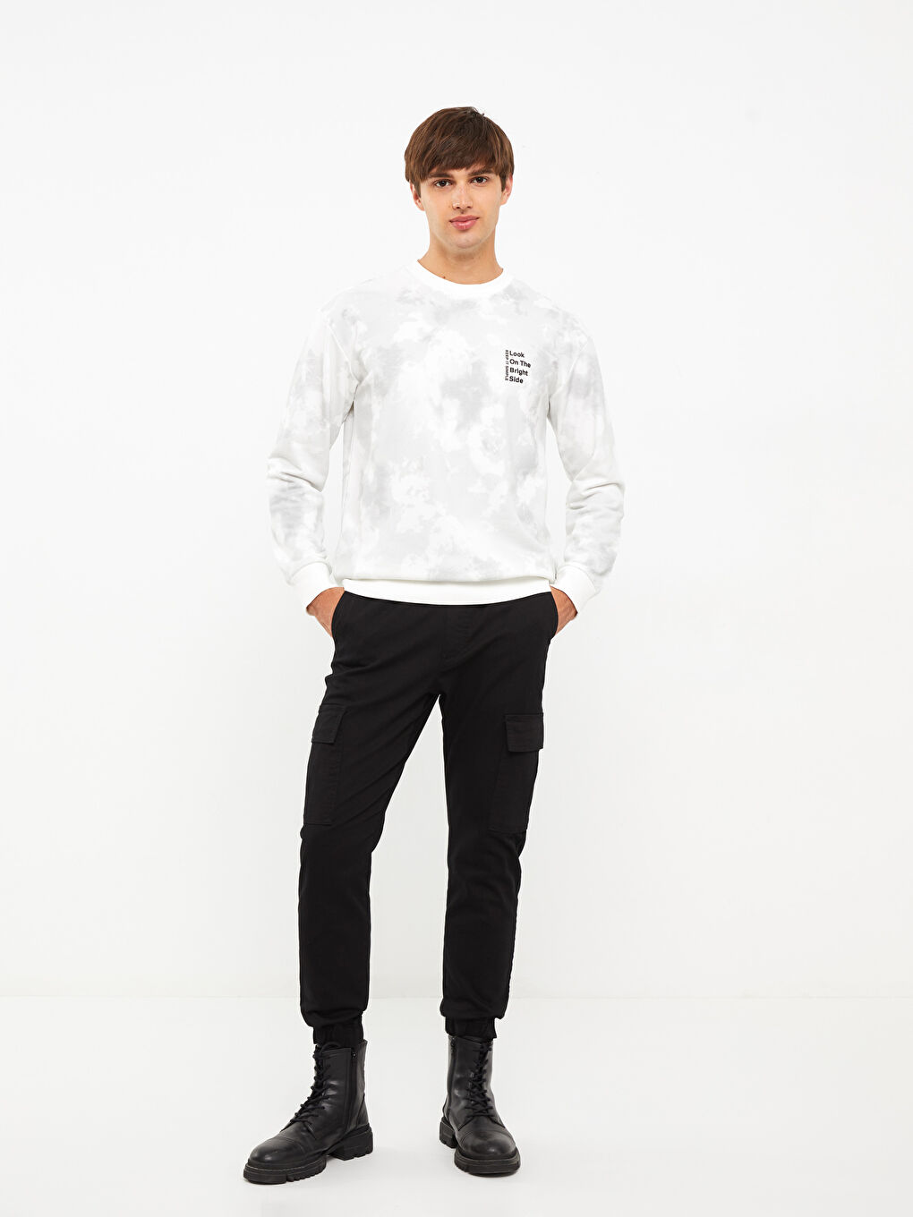 سويت شيرت مطبوع بأكمام طويلة برقبة دائرية للرجال-2