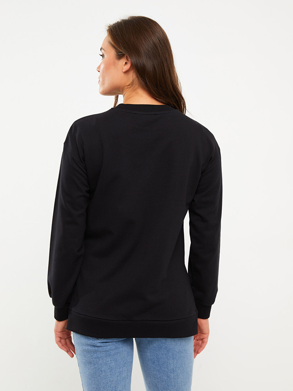 LCWAIKIKI Maternity سويت شيرت حوامل كم طويل مطبوع بياقة دائرية -W2BE02Z8-CVL