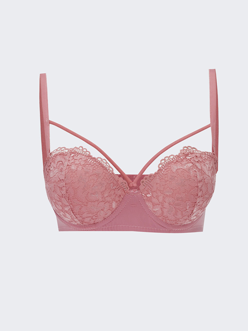 Pembe Balenli Yarım Dolgulu Dantelli Balkonet Sütyen