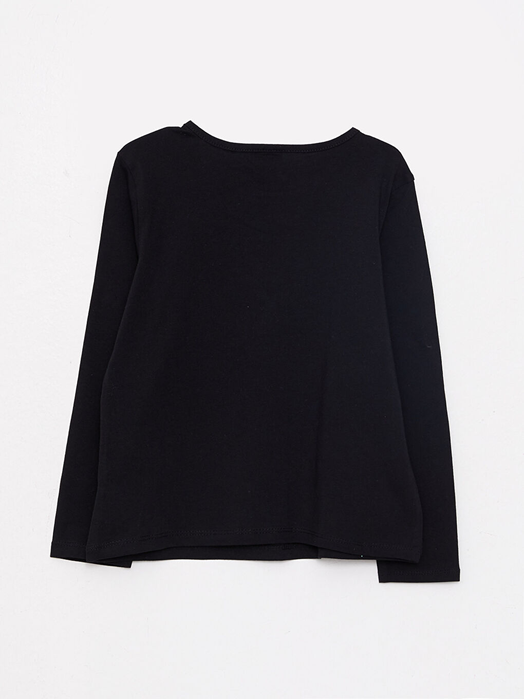 Siyah Bisiklet Yaka Atatürk Baskılı Uzun Kollu Pamuklu Kız Çocuk Tişört-1