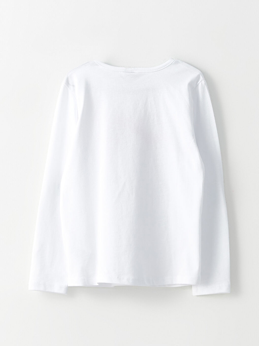 Beyaz Bisiklet Yaka Atatürk Baskılı Uzun Kollu Pamuklu Kız Çocuk Tişört-1