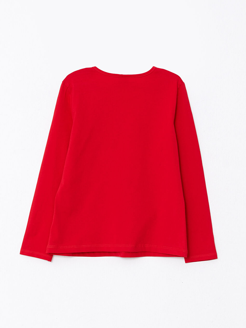 Kırmızı Bisiklet Yaka Atatürk Baskılı Uzun Kollu Pamuklu Kız Çocuk Tişört-1