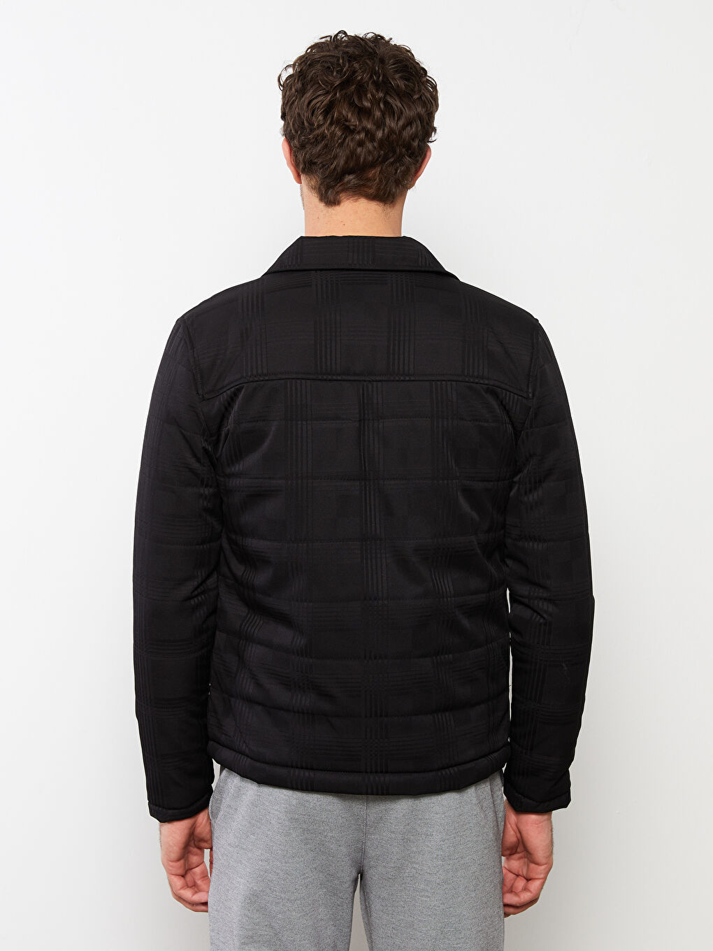 Siyah Standart Kalıp Gömlek Yaka Erkek Şişme Mont-4