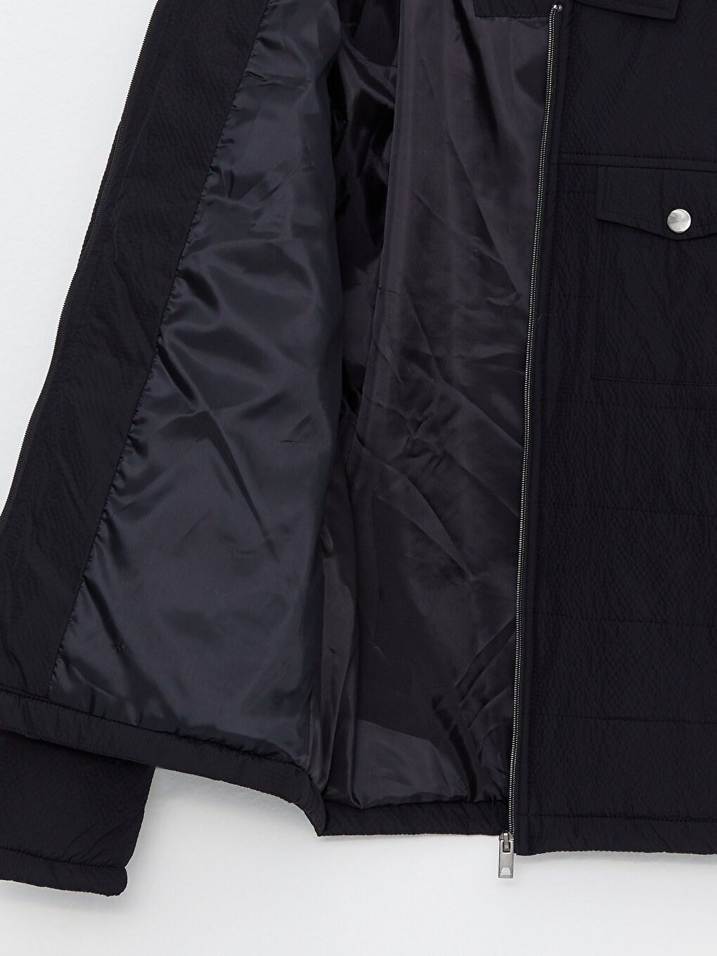 Siyah Standart Kalıp Gömlek Yaka Erkek Şişme Mont-9