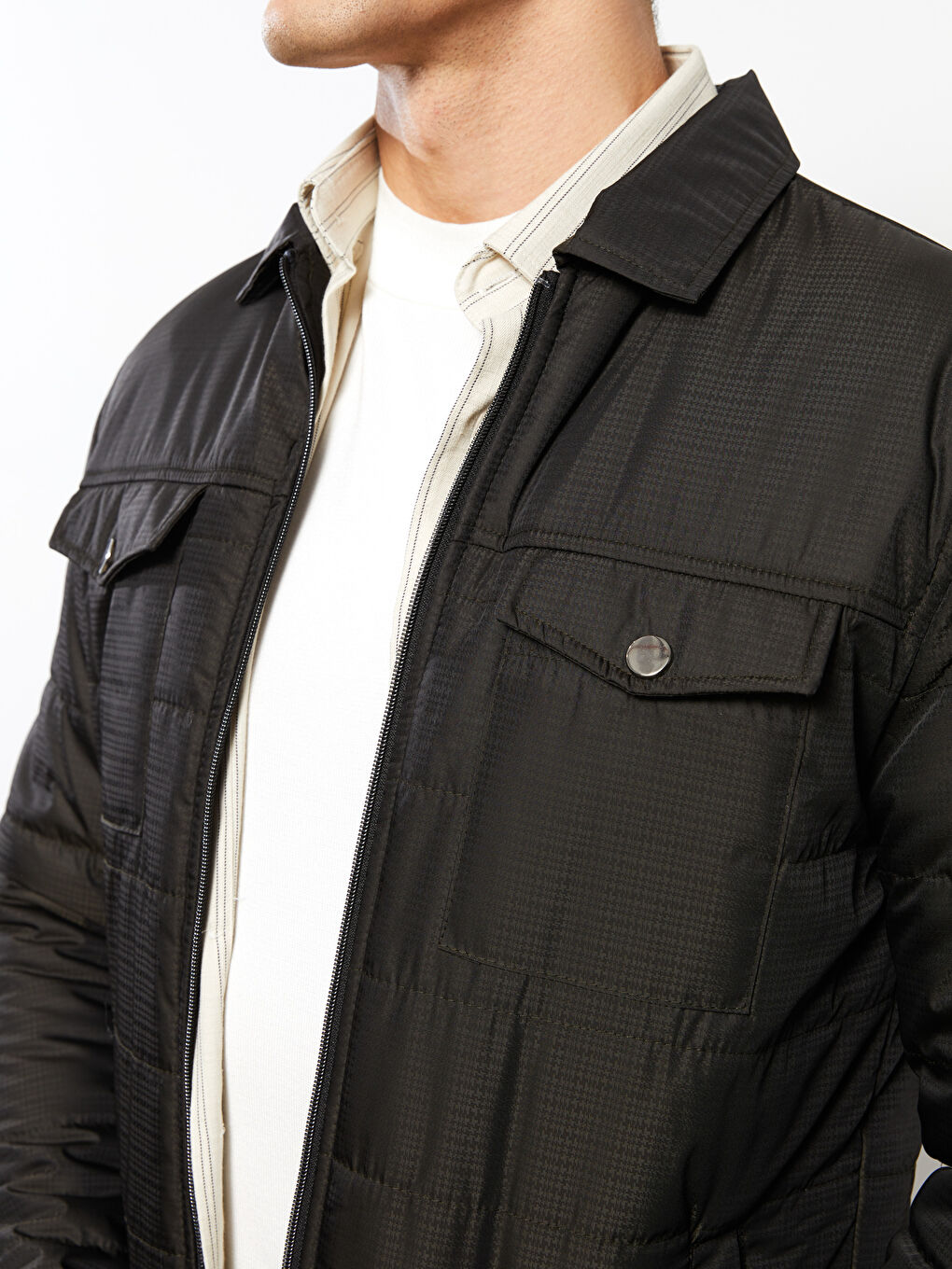 Standard Fit Collared Neck Men's Puffer Coat-3