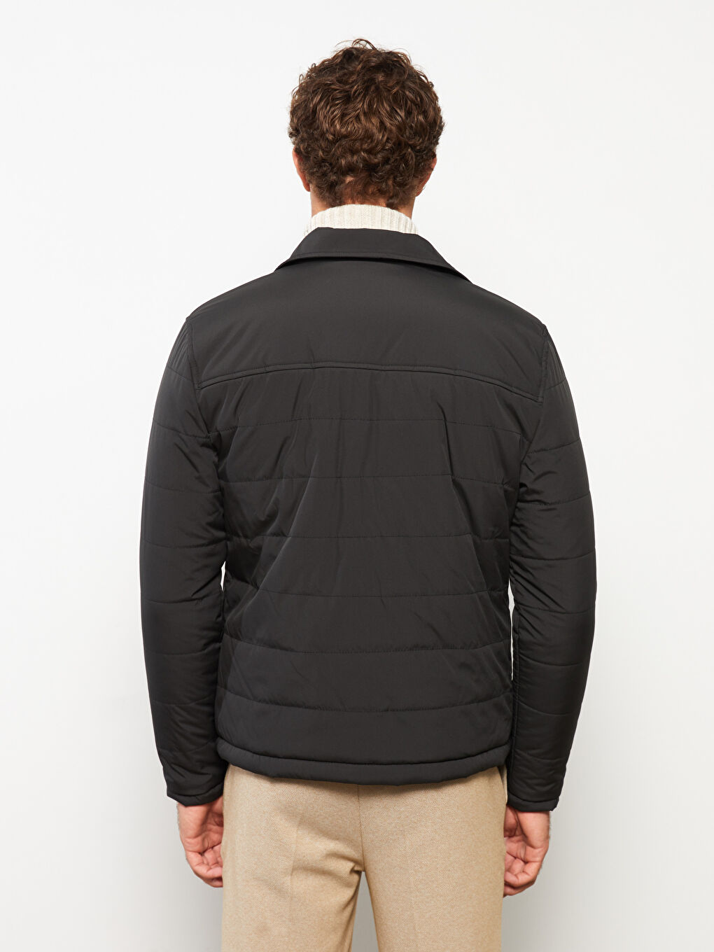 Yeşil Standart Kalıp Gömlek Yaka Erkek Şişme Mont-4