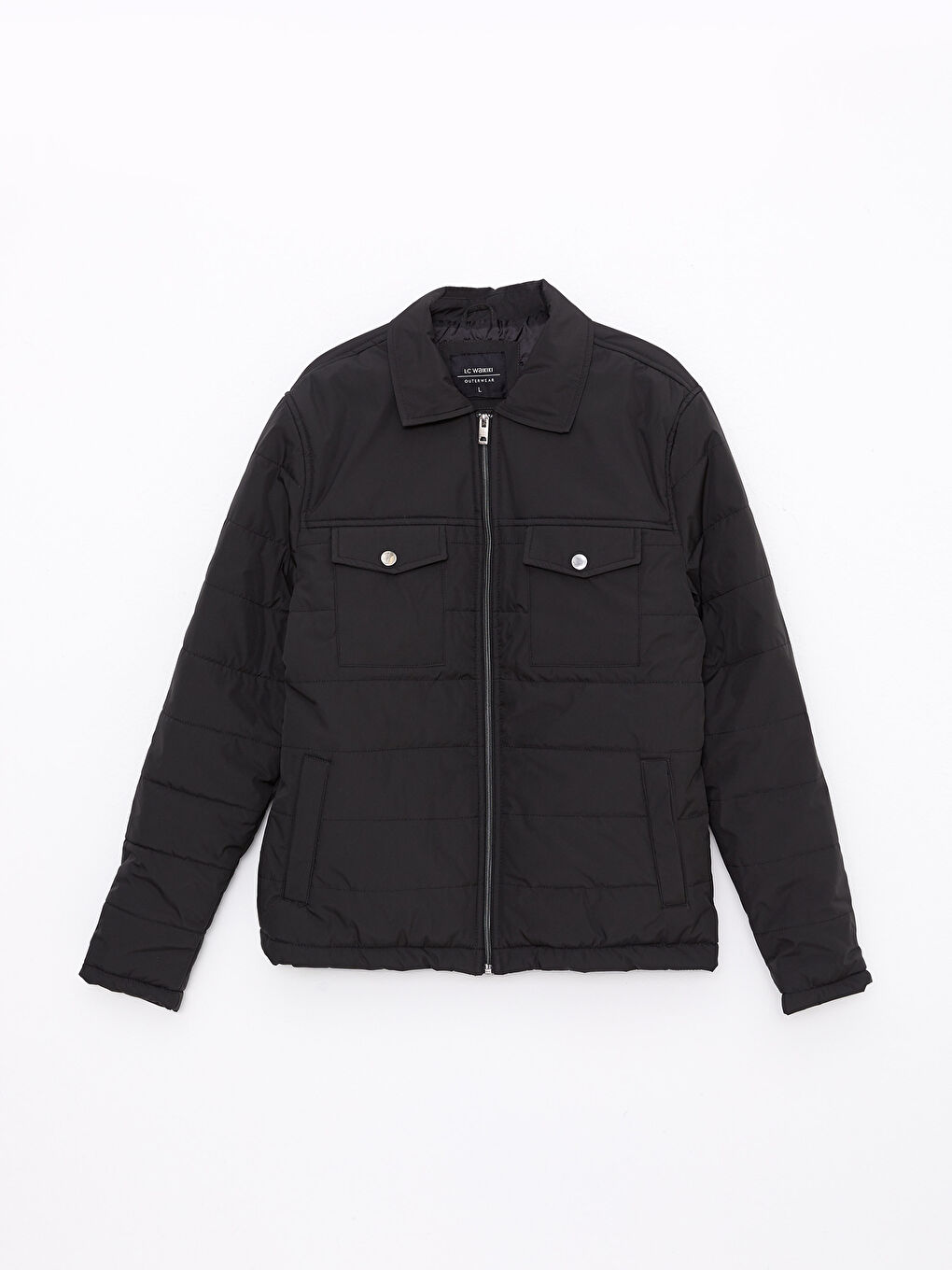 Yeşil Standart Kalıp Gömlek Yaka Erkek Şişme Mont-5