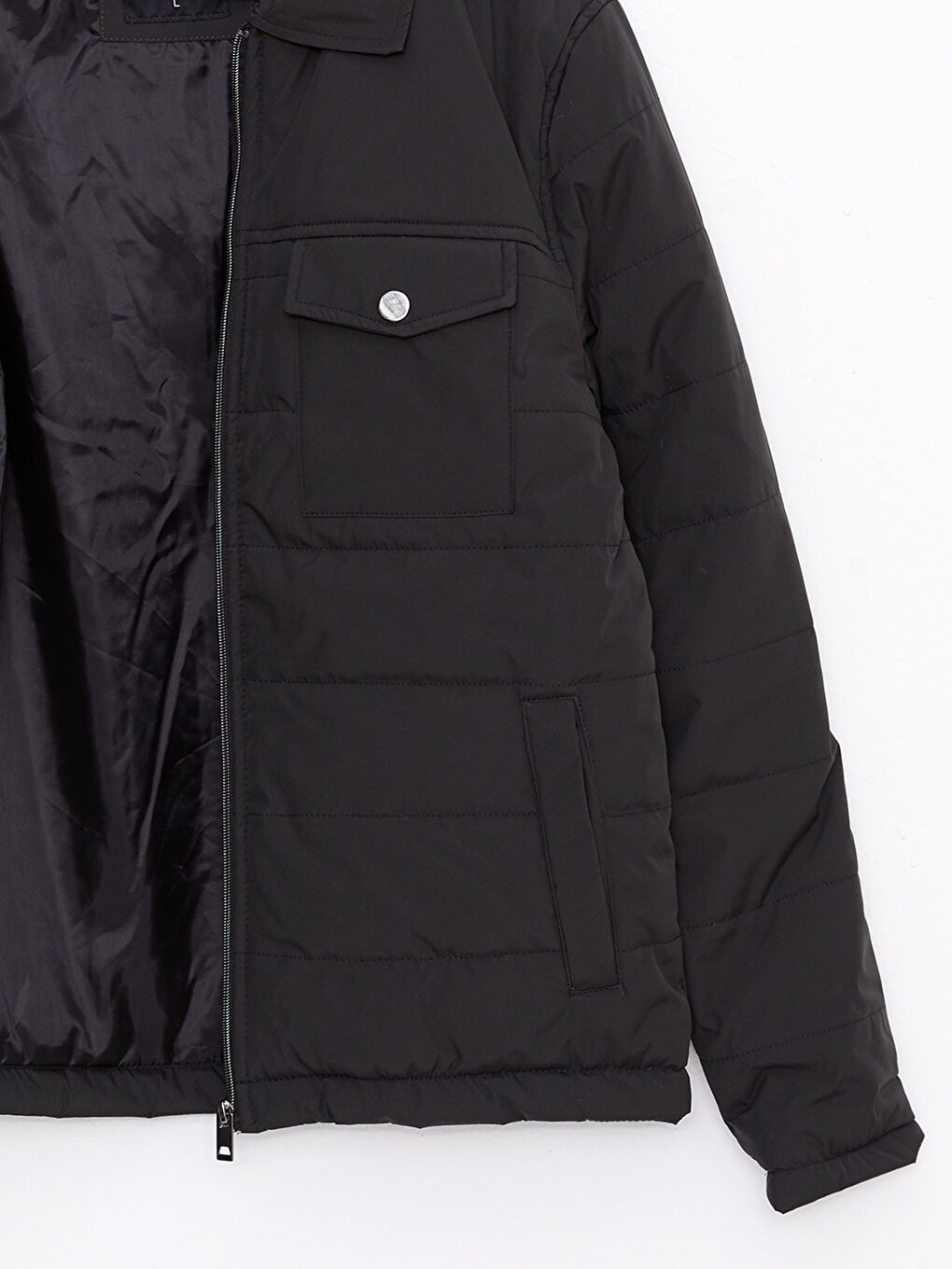 Yeşil Standart Kalıp Gömlek Yaka Erkek Şişme Mont-7