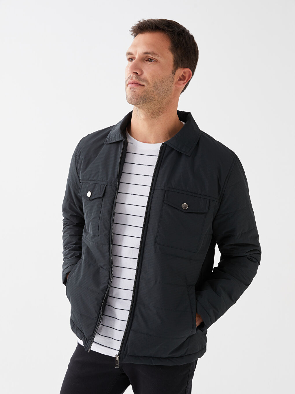 Standard Fit Collared Neck Men's Puffer Coat-1