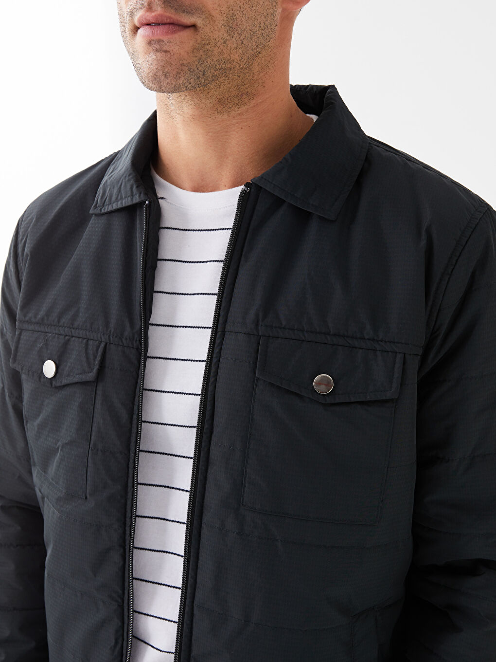 Standard Fit Collared Neck Men's Puffer Coat-3