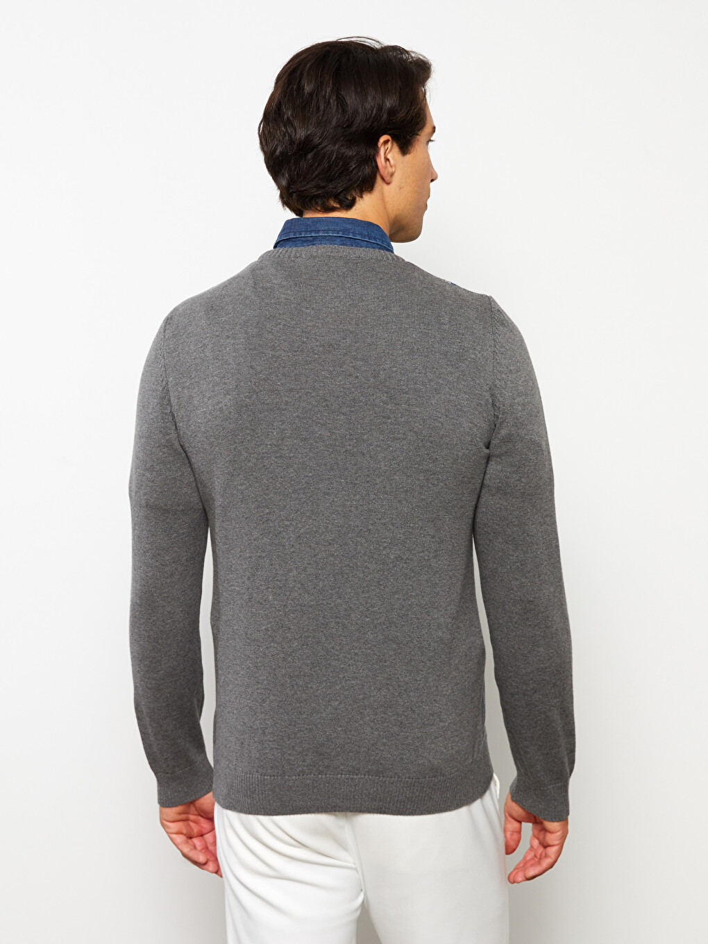 Pull-over En Tricot À Col Rond À Manches Longues Écossais Pour Hommes-4