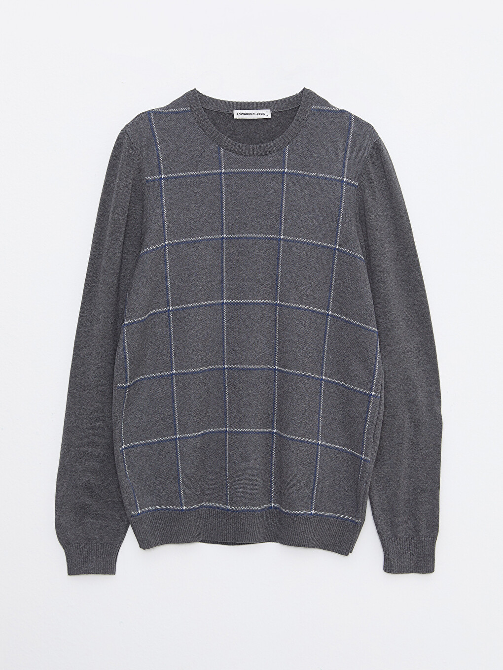 Pull-over En Tricot À Col Rond À Manches Longues Écossais Pour Hommes-5
