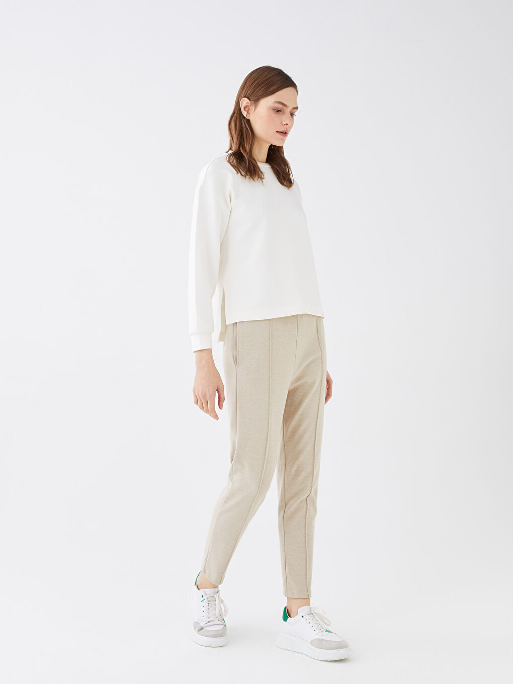 Women's Elasticated Waist Plain Sweatpants-2