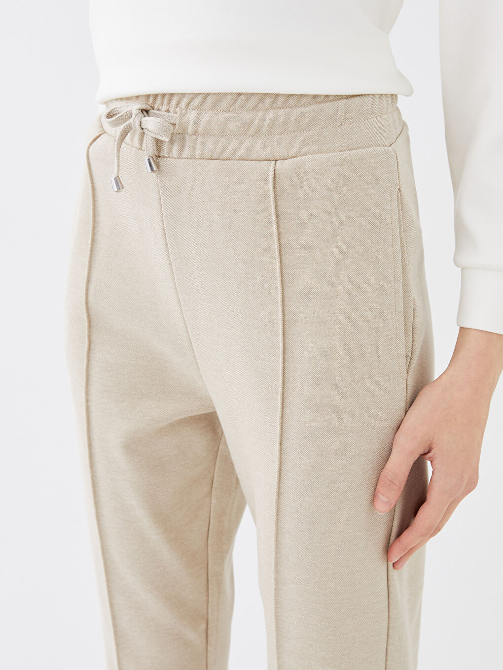 Women's Elasticated Waist Plain Sweatpants-4