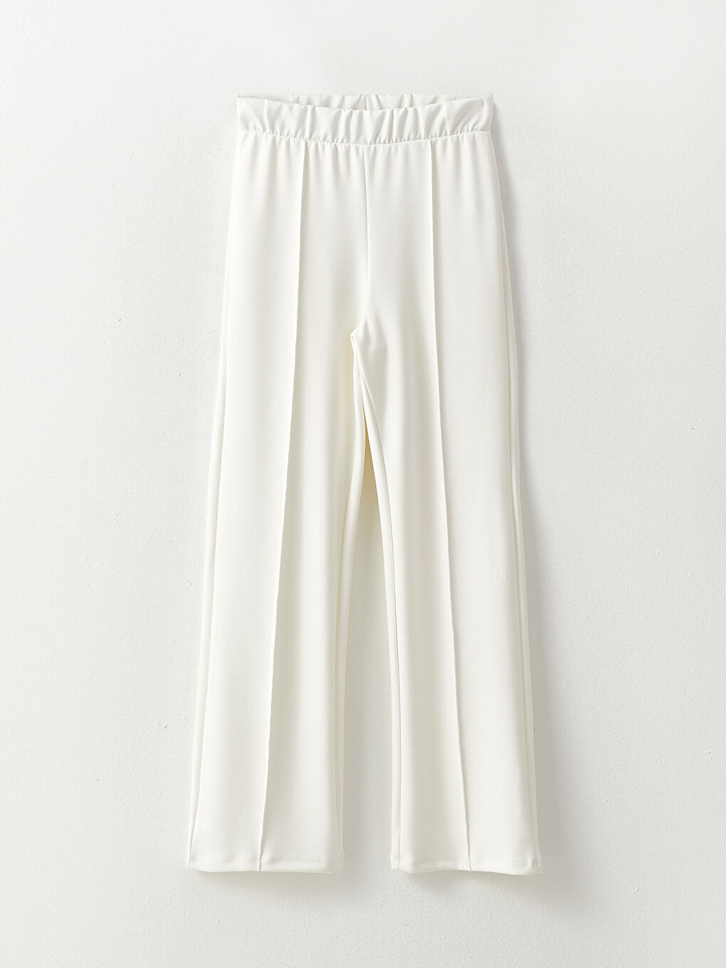 Ekru Kadın Beli Lastikli Düz Eşofman Altı-5