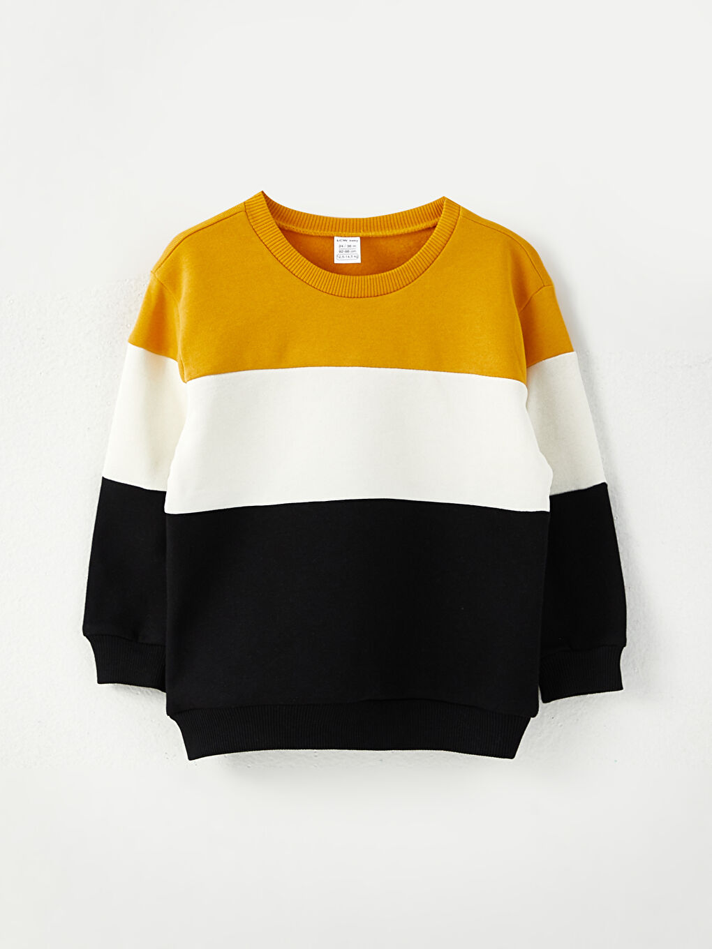 Crew Neck Long Sleeve Baby Boy Sweatshirt with Color Block