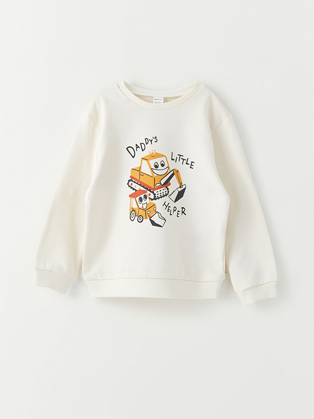 Ekru Bisiklet Yaka Uzun Kollu Baskılı Erkek Bebek Sweatshirt