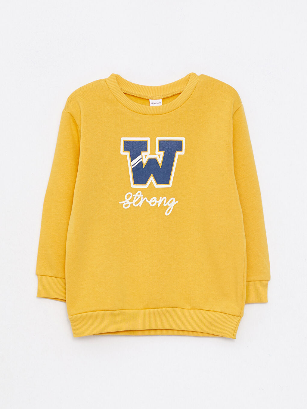 LCW baby Sarı Bisiklet Yaka Uzun Kollu Baskılı Erkek Bebek Sweatshirt 2'li - 1