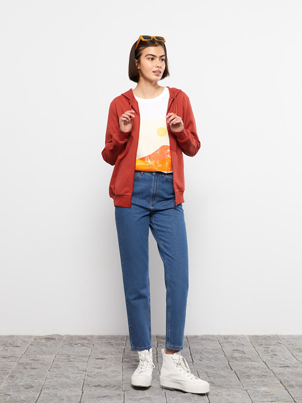 Hooded Plain Long Sleeve Women's Sports Cardigan-4