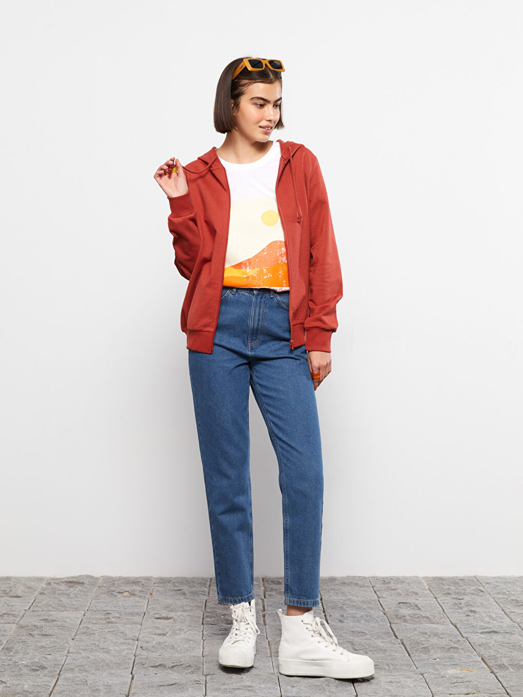 Hooded Plain Long Sleeve Women's Sports Cardigan-5