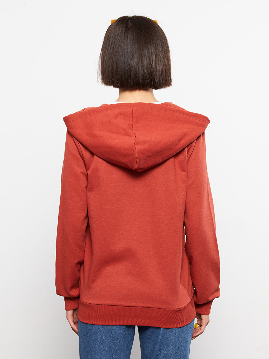 Hooded Plain Long Sleeve Women's Sports Cardigan-6