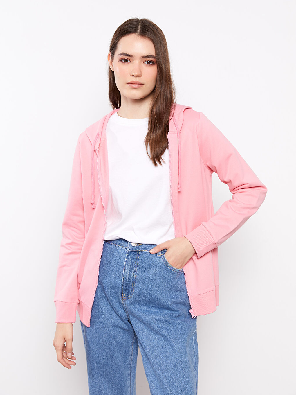 Cardigan Sport Simplu cu Glugă și Mânecă Lungă pentru Femei-1