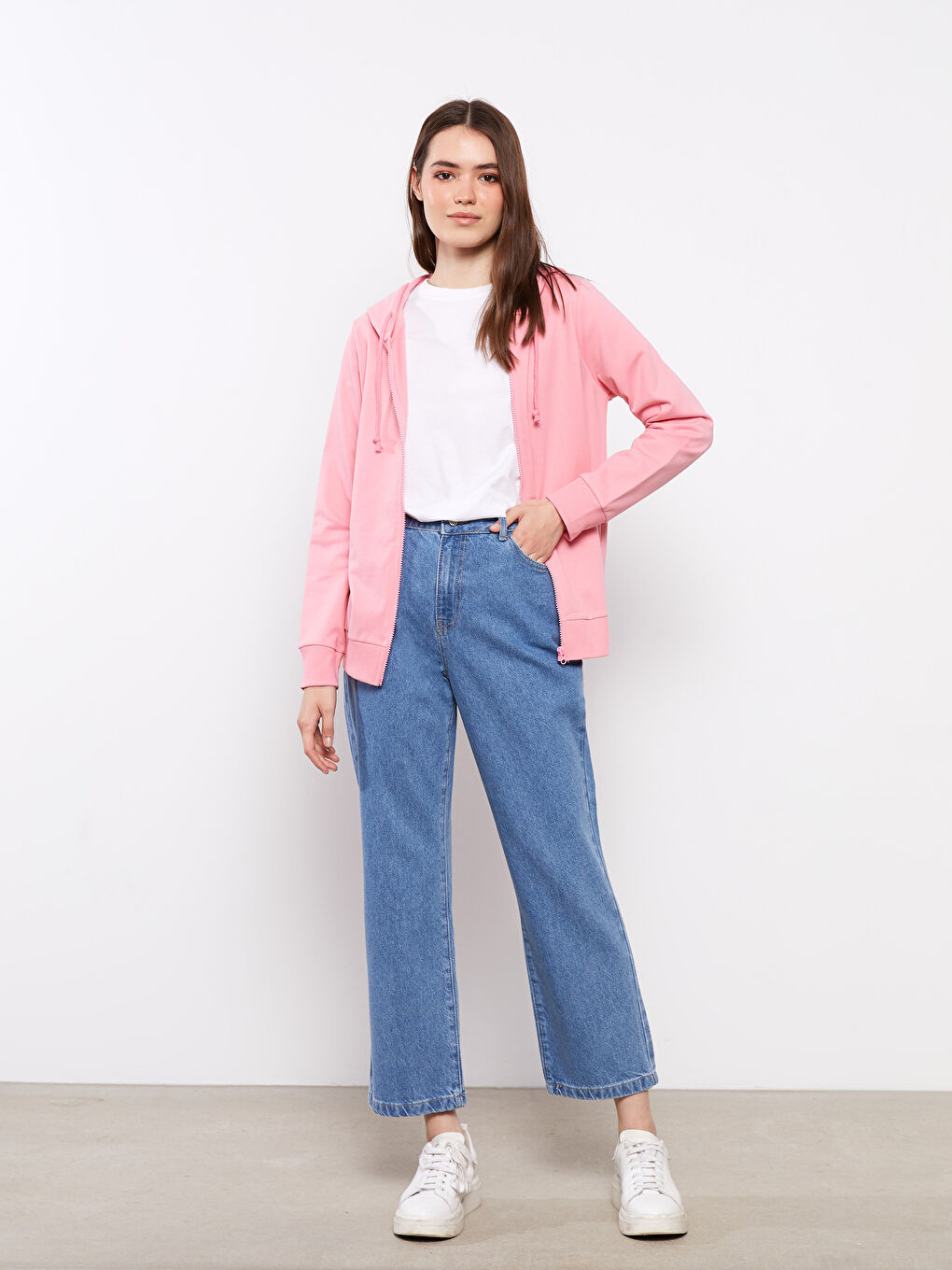 Cardigan Sport Simplu cu Glugă și Mânecă Lungă pentru Femei-2