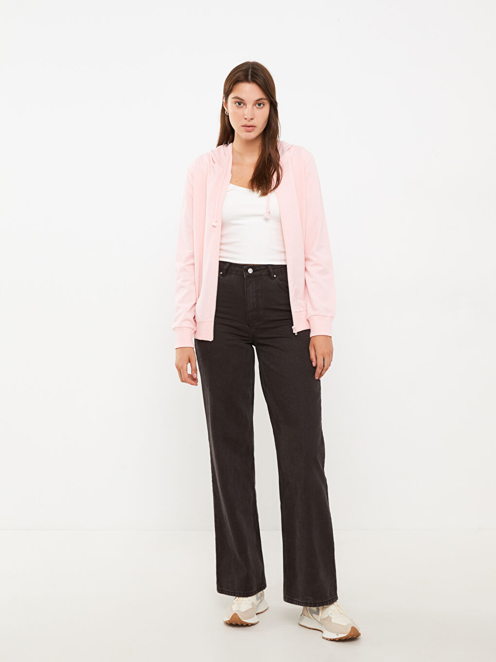 Hooded Plain Long Sleeve Women's Sports Cardigan-1