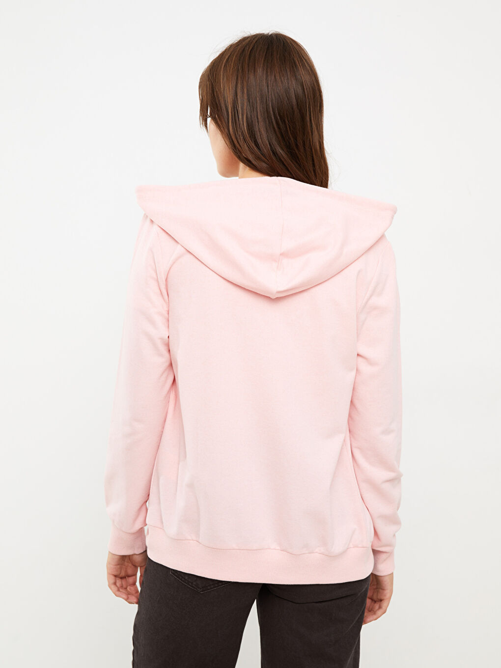 Hooded Plain Long Sleeve Women's Sports Cardigan-2