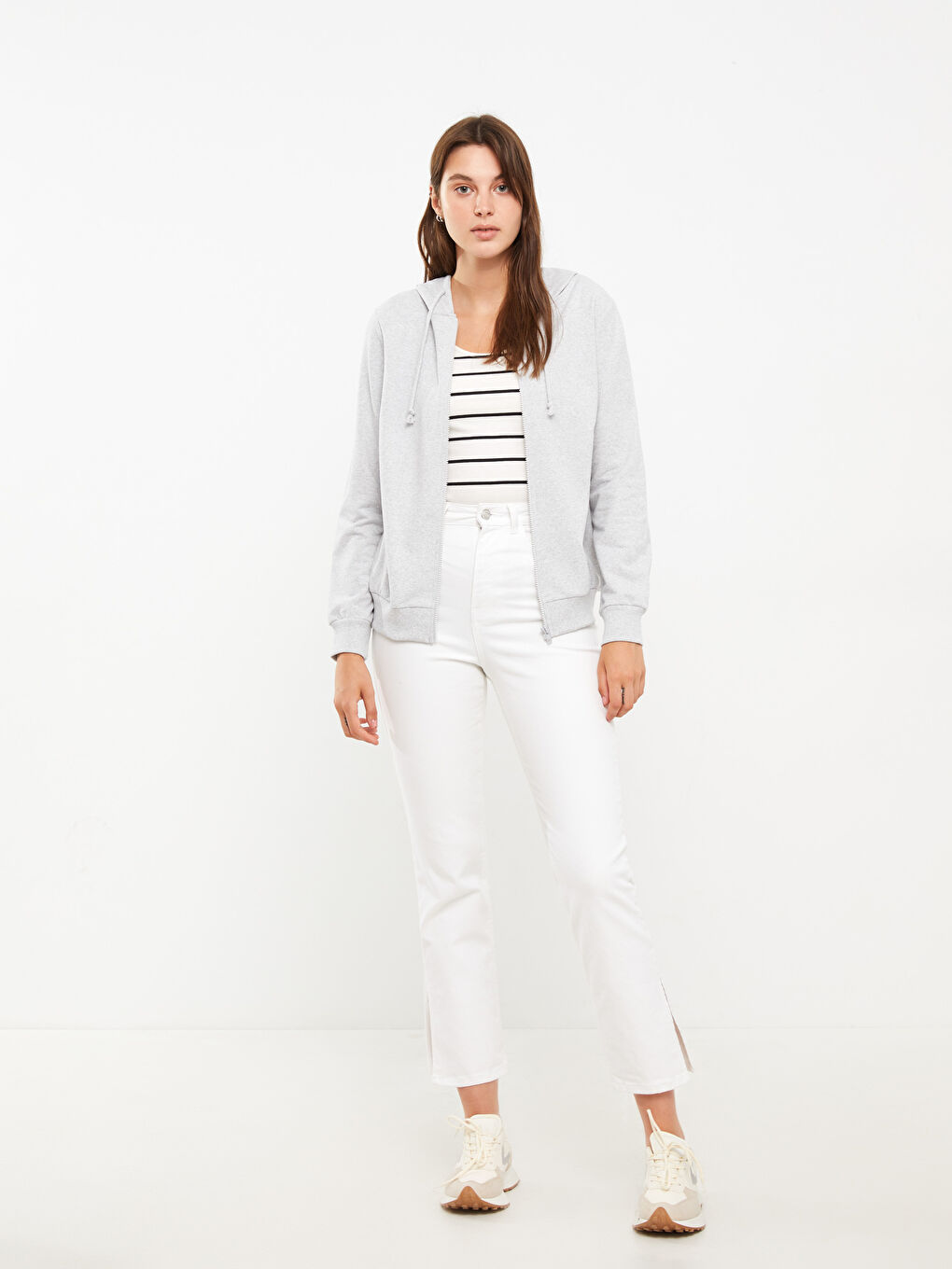 LCW ECO Hooded Plain Long Sleeve Women's Sports Cardigan -W2BF71Z8-LAK