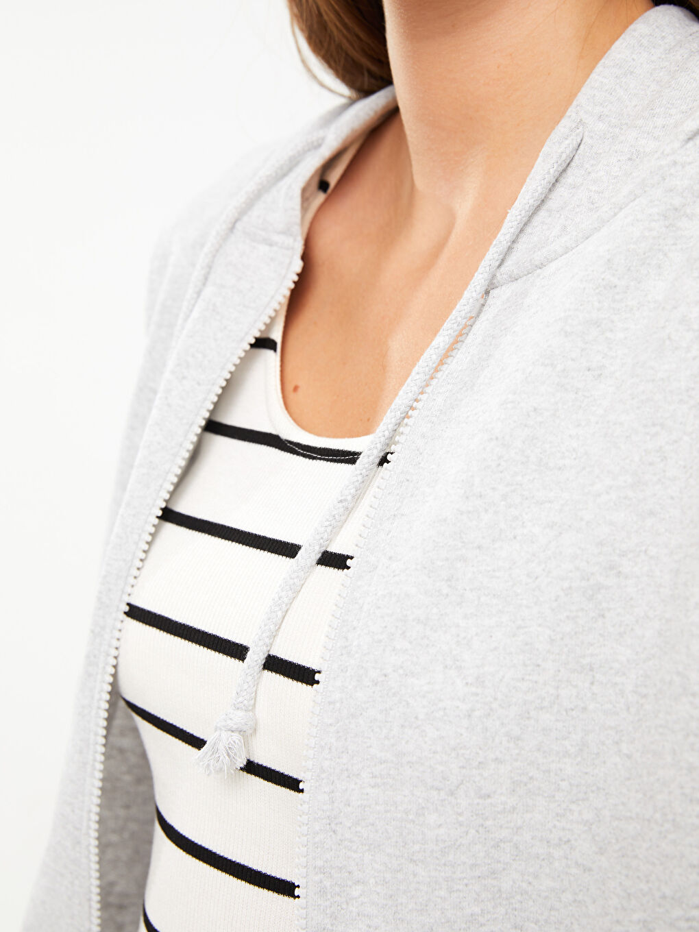 LCW ECO Hooded Plain Long Sleeve Women's Sports Cardigan -W2BF71Z8-LAK