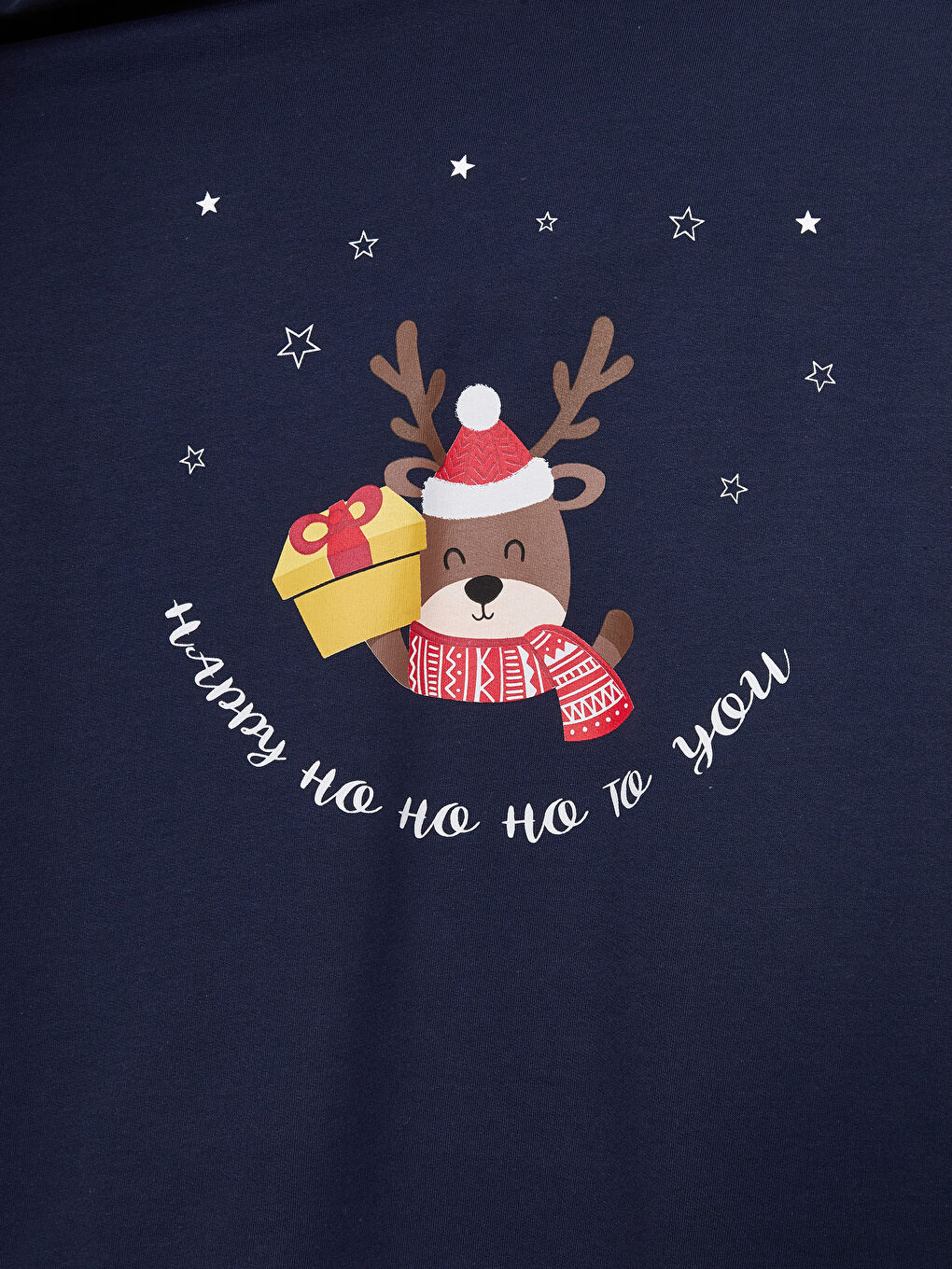 طقم بيجامة للسيدات بكابوش كم طويل بطابع رأس السنة-7